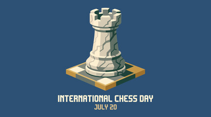 Marble Rook Chess Piece Luxury Realistic Illustration for International Chess Day © Bima