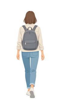 PNG Casual woman walking away illustration.