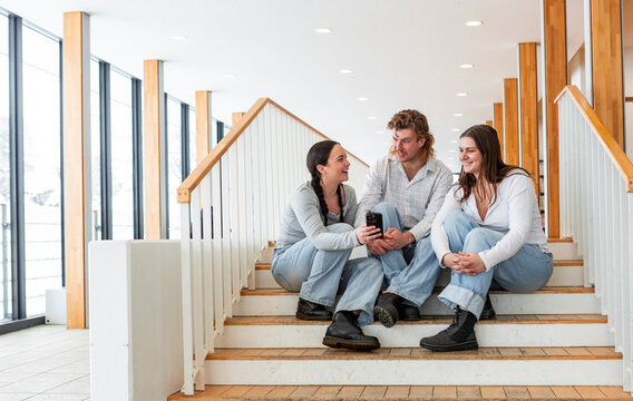 Students enjoying a relaxed break together