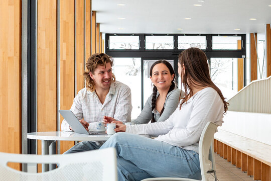 Students enjoying a casual break in modern setting