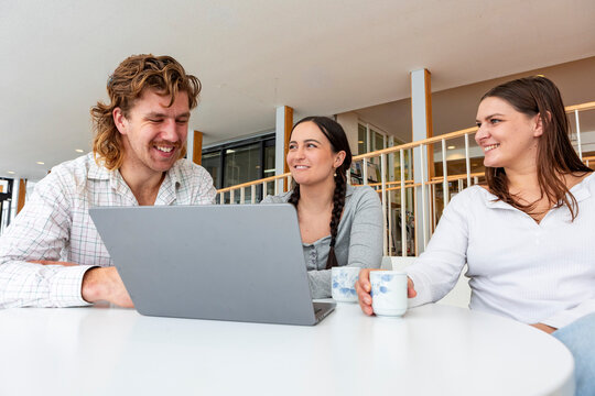 Students enjoying a break together at university