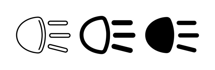Car Headlight Icons, Light Beam Symbols, Automotive Lighting Indicators, Vector Graphics © Nusrst