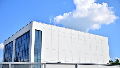 Fototapeta premium Modern minimalist white building exterior with glass architectur