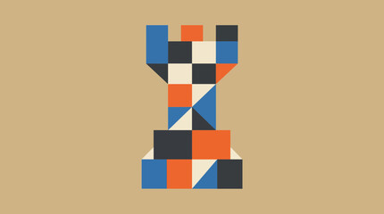 Geometric Rook Chess Piece Abstract Illustration © Bima