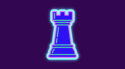 Neon Glow Rook Chess Piece Illustration © Bima