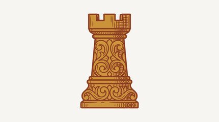 Vintage Engraved Rook Chess Piece Illustration © Bima