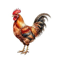 Rooster watercolor vector illustration © Menhikki