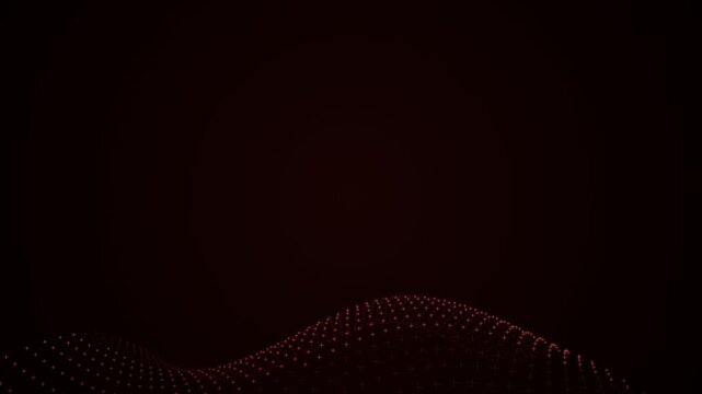 Abstract red glowing plus sign pattern moving in a rhythmic wave motion across a dark black digital background animation clip