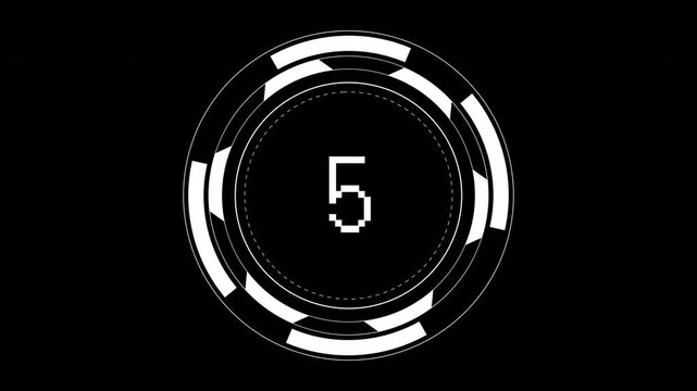 10 second countdown glitch timer number five graphic element for interface design. Suitable for website, app, presentation, video overlays, and educational content.