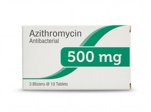 Pack of Azithromycin 500mg antibacterial medication