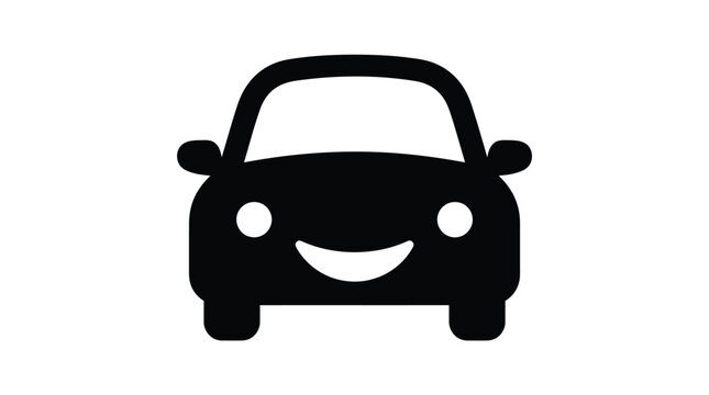 Car icon vector illustration featuring a simple black silhouette design for automotive web interface buttons