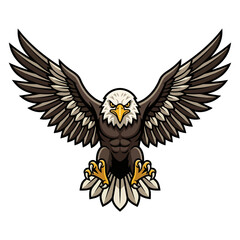 Fototapeta premium Majestic Eagle Soaring with Wings Spread Wide, Fierce Hunter Symbol