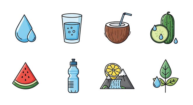 Hydration Icons Set.