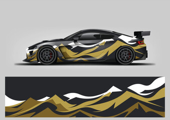 Premium Luxury Geometric Gold and Dark Grey Car Wrap Vector Design © Lancar