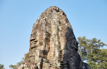 Fototapeta premium The stunning Bayon Temple in Angkor, Cambodia, known for its many smiling faces