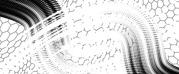 Fishing or soccer net. Repeated hexagon pattern. Black wired mesh texture isolated on white background. Metallic or fabric fence, cage or lattice structure. Vector graphic Illustration. © Sukriaydi Achmad
