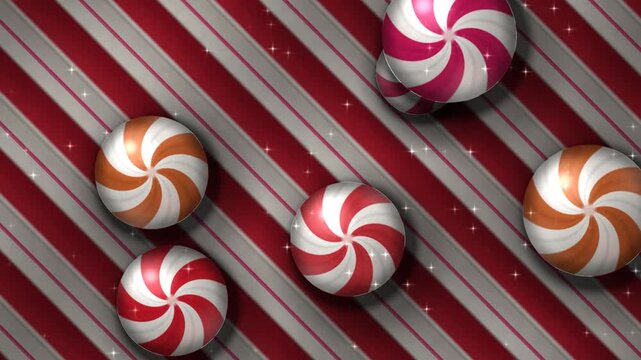 Abstract Christmas Background of Swirling Festive Peppermint Candy Cane Storm with Red and White Sugar Sweets Flying in Snowy Winter Blizzard for Holiday Celebration Decoration.