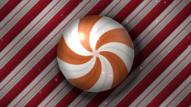 Colossal Festive Peppermint Candy Cane Decoration Standing in a Magical Winter Wonderland Landscape with Sparkling Christmas Holiday Spirit and Vibrant Red and White Stripes.