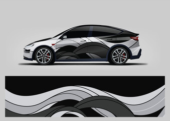 Clean Minimalist Black and Grey Stripes Car Wrap Vector © Lancar