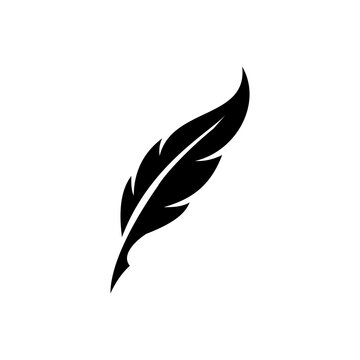 Feather pen icon silhouette for vintage writing