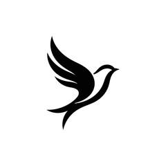 Fototapeta premium Stylized black bird silhouette in flight.