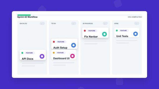 2D Animation Concept of Agile Kanban Board Project Management 4K Video
