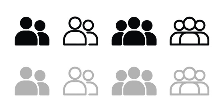 User group icons featuring black and grey person symbols for individual profiles, team management, and business interface design
