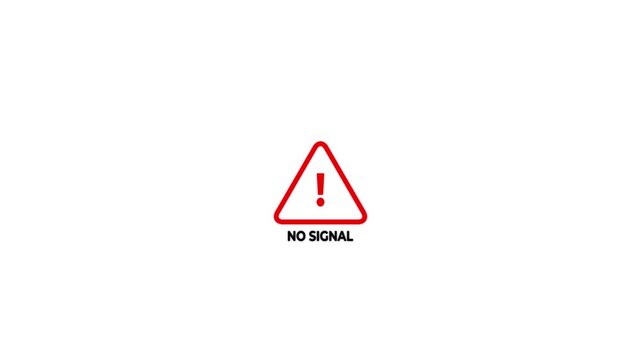 Connectivity no signal red colored icon inside video animation failed in monitors and transparent background. Digital disconnection communication modern technology design on a black background