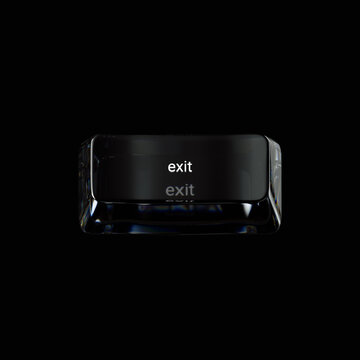 Minimal black keyboard exit key with glossy reflection