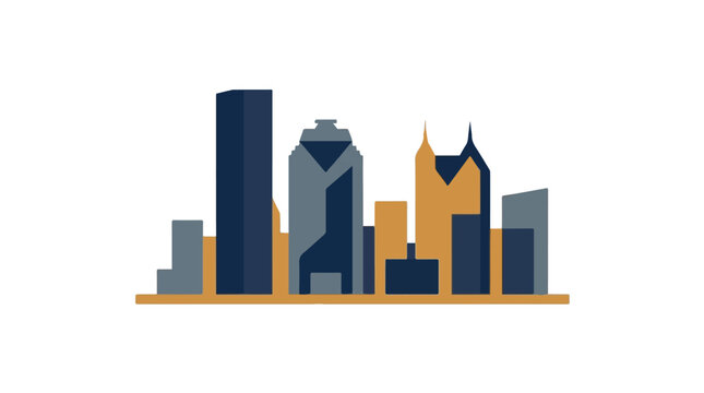 Stylized city skyline sil