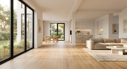 Fototapeta premium Luxury Accessible Living Room with Seamless Open Layout and Natural Light