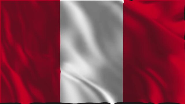 Flag of Peru waving slowly in the foreground.