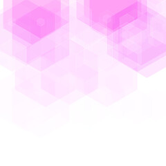 Obraz premium Abstract light geometric background with translucent pink hexagons on a white background. EPS 10