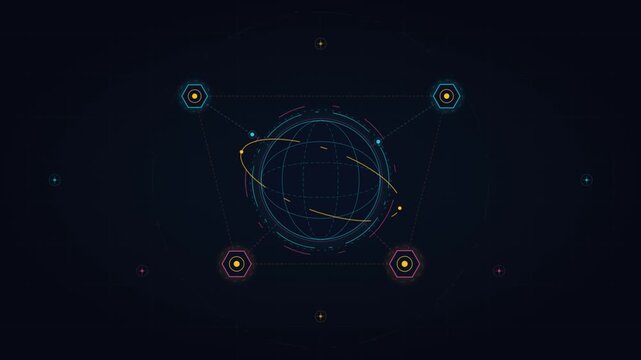 Abstract Orbital Rings Visual Science Animation.