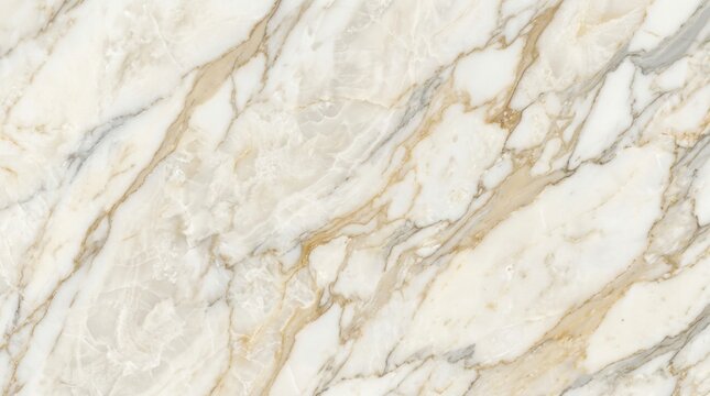 Ultra realistic premium Italian Calacatta Gold marble slab, pure white base with subtle warm ivory undertones, expansive clean white background, long flowing diagonal champagne gold veins, soft beige 