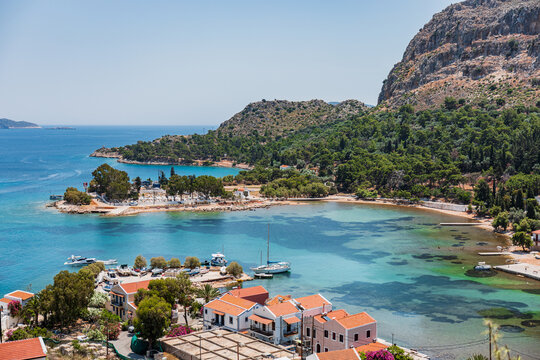 Picturesque architecture on the coast of Kastellorizo, Greece