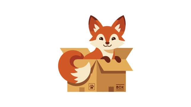 Cute fox peeking out of a