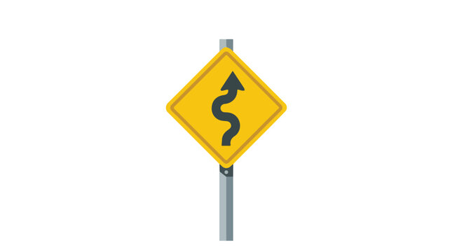 winding road sign yellow