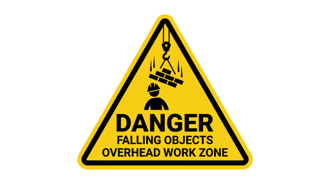 Danger Falling Objects and Overhead Work Zone Industrial Safety Warning Sign