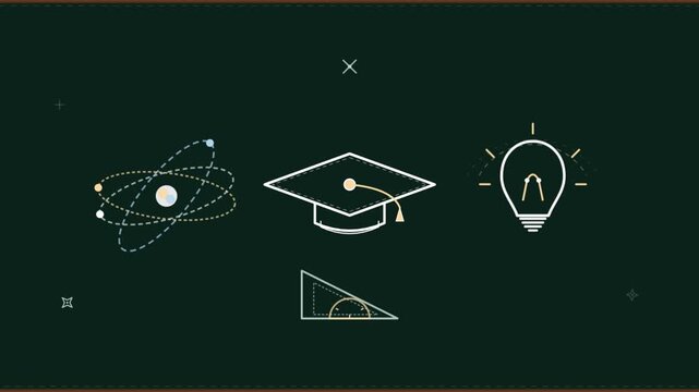 Educational science visuals featuring learning icons.