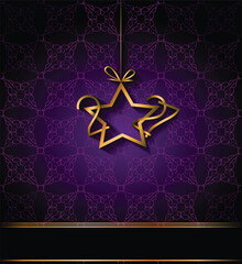 Naklejka premium Luxury Purple 2027 New Year Background with Golden Ornament and Wide Copy Space