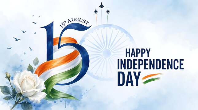 Indian independence day artistic 15 august poster design with jets, independence