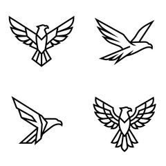 Fototapeta premium Abstract geometric eagle and bird flight silhouette logos.