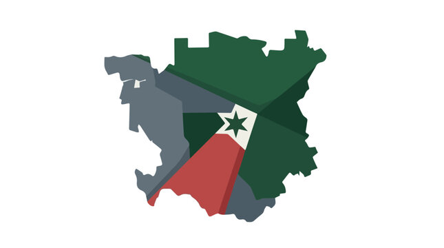 Stylized map of mali with flag colors green red and yellow in a modern graphic design for national pride and heritage themes
