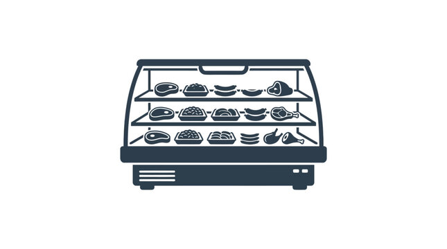 Meat display fridge icon vector silhouette
