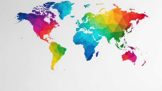 Colorful Low Poly Geometric World Map