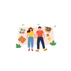 Fototapeta premium Couple Relaxing on a Picnic Blanket Illustration
