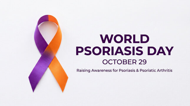 World psoriasis day october 29th awareness ribbon for psoriatic arthritis support with advocacy