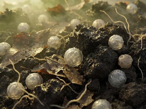 Microscopic Cyclospora Cayetanensis Oocysts on Contaminated Soil