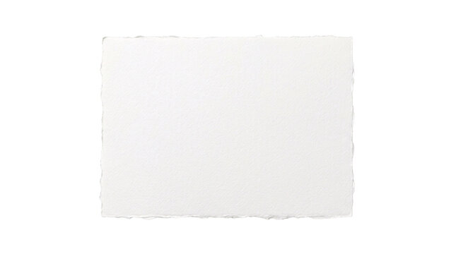 Blank paper sheet with torn edges on transparent background.